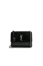Saint Laurent Medium Leather & Suede Monogramme Sunset Chain Bag In Black