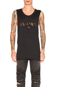 Balmain Sleeveless Logo Tee In Black