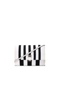 Proenza Schouler Small Knit Stripe Lunch Bag With Strap In Black,white,stripes