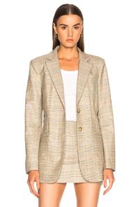 Tibi Cooper Blazer In Yellow,checkered & Plaid