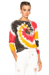 Nsf Saguo Long Sleeve Tee In Green,ombre & Tie Dye,red,yellow,white