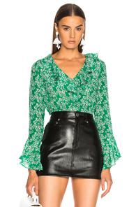 Rixo London Jane Top In Green,floral