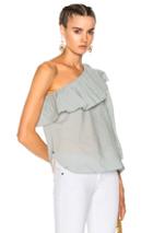 Apiece Apart Bergamot Cuff Ruffle Top In Green
