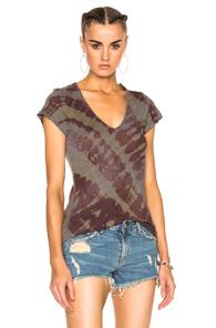Raquel Allegra Deep V Tee In Green,ombre & Tie Dye,red