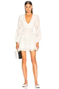 Zimmermann Castile Plunge Dress In White