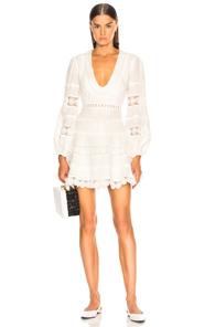 Zimmermann Castile Plunge Dress In White