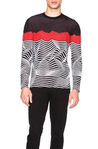 Neil Barrett Engineered Nautical Jumper In Black,stripes,red