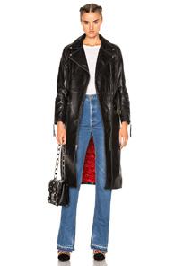 Adaptation Leather Moto Trench In Black