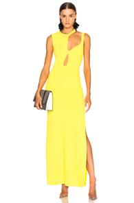Esteban Cortazar Knit Cut Out Gown In Yellow