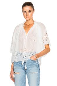 Sea Flutter Sleeve Peasant Top In White