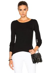 Enza Costa Long Sleeve Crew Tee In Black