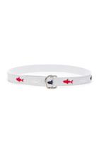 Thom Browne Shark Embroidered Seersucker Belt In White