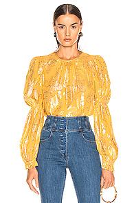 Ulla Johnson Aster Blouse In Floral,metallic,yellow