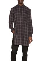 Robert Geller Long Checkered Shirt In Gray,checkered & Plaid