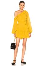 Nicholas For Fwrd One Shoulder Tiered Mini Dress In Yellow