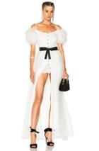 Alessandra Rich Cold Shoulder Tulle Gown In White