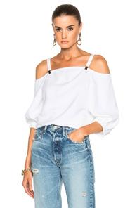Tibi Twill Suspender Top In White