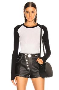 Enza Costa Cashmere Colorblock Tee In Black,white