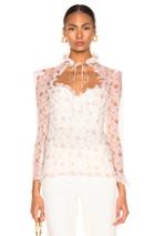 Brock Collection Floral Bustier Long Sleeve Top In Floral,neutral