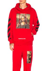 Off-white Diagonal Mona Lisa Hoodie In Red