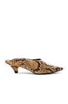 Proenza Schouler Python Print Kitten Heel Mules In Brown,yellow,animal Print
