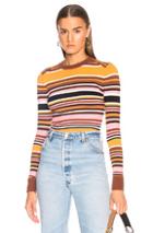 Joostricot Bodycon Striped Crew Neck Sweater In Brown,stripes,yellow