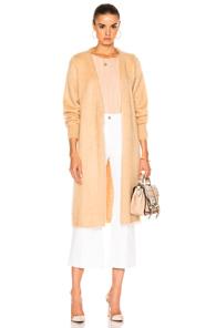 Ryan Roche Long Cardigan With Belt In Neutrals,pink