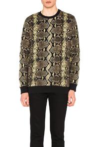 Givenchy Python & Stripe Sweatshirt In Black,yellow,animal Print