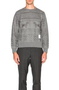 Thom Browne Hector Smocking Print Sweatshirt In Gray