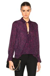 Derek Lam 10 Crosby Drape Front Top In Purple,abstract