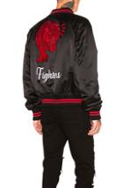 Amiri Fighters Embroidered Baseball Jacket In Black,red,