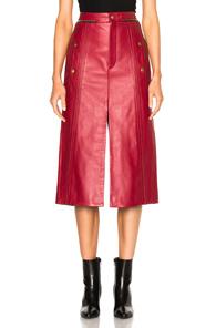 Chloe Leather & Nubuck Biker Skirt In Red