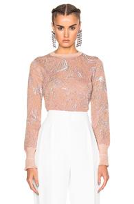 Lanvin Print Metallic Knit Top In Pink,abstract,metallics