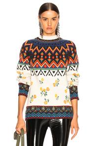 Alanui Greenland Jacquard Sweater In White,floral,abstract
