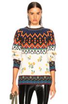Alanui Greenland Jacquard Sweater In White,floral,abstract