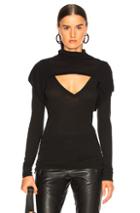 Unravel Shrug Mock Neck Long Sleeve Top In Black