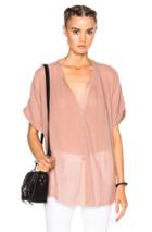 Raquel Allegra Short Sleeve Henley Top In Pink