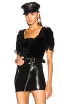 Alexachung Velvet Cropped Frill Button Front Blouse In Black