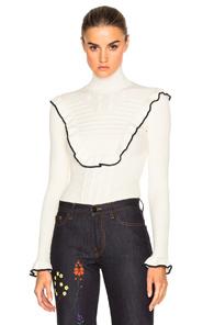 Fendi Waves Ribbed Wool Sweater In White