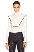 Fendi Waves Ribbed Wool Sweater In White