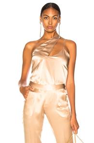 Michelle Mason One Shoulder Top In Neutral