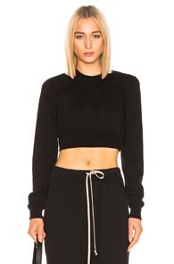 Drkshdw By Rick Owens Cropped Crewneck Sweater In Black