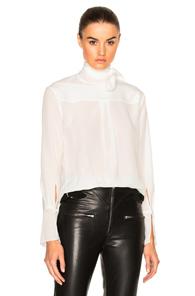 Chloe Tie Neck Blouse In White