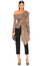 Monse Off Shoulder Jacket In Brown,neutral,plaid