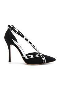 Valentino Free White Rockstud Heels In Black
