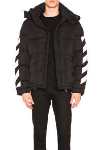 Off-white Diagonal Brushed Down Jacket In Black