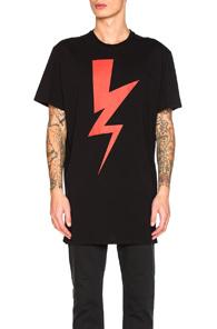 Neil Barrett Oversize Abstracted Bolt Tee In Black