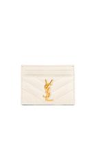 Saint Laurent Monogramme Quilted Credit Card Case In White
