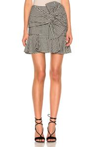 Veronica Beard Picnic Bow Mini Skirt In Black,checkered & Plaid,white