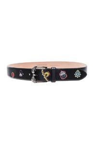Alexander Mcqueen Double Buckle Skull Belt In Black